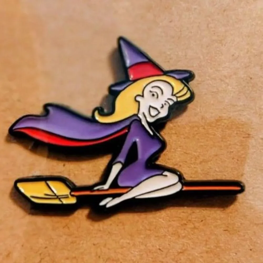 Samantha Stephens Bewitched Flying on Broomstick Enamel Pin - Old TV Accessory
